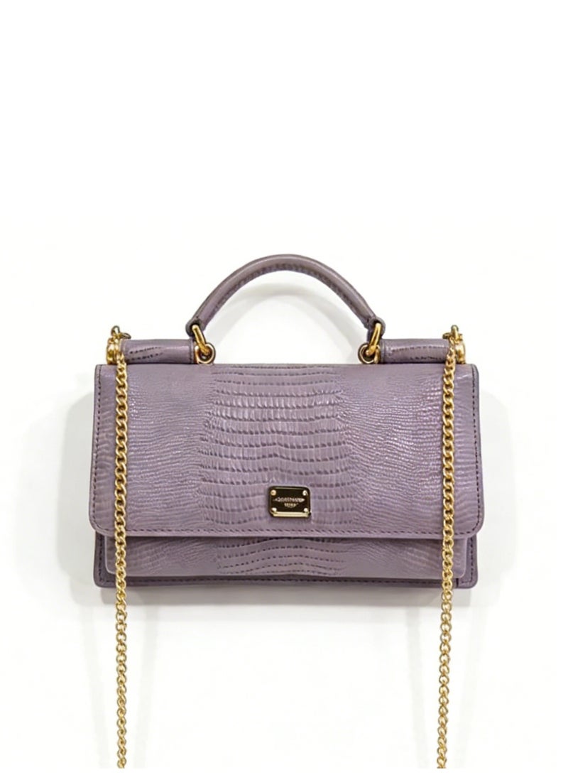 دي آند جي Dolce & Gabbana Dauphine ميني توت حقيبة | D & G علامة مخطوطة حقيبة يد من جلد العجل مع حزام سلاسل قابل للإزالة ، حفلات مسائية رائعة سلاسل فتاة - Image 3